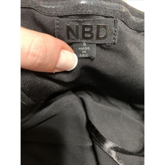 nbd womens solid black v neck Bodycon deep plunge tank mini dress small - Picture 3 of 5